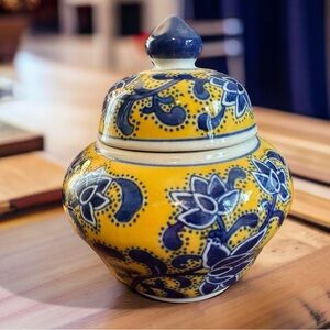 French Style Vintage Hand Painted Trinket Jar
